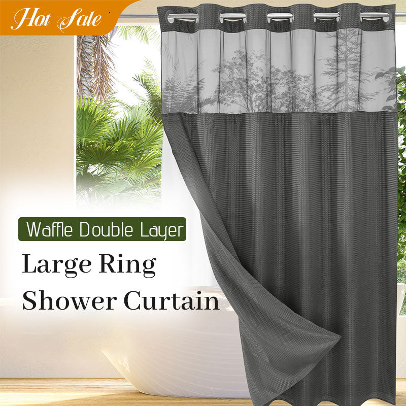 Double layer large ring shower curtain